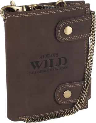 Immagine prodotto di Attraente portafoglio da uomo in pelle con catena in ottone - Always Wild