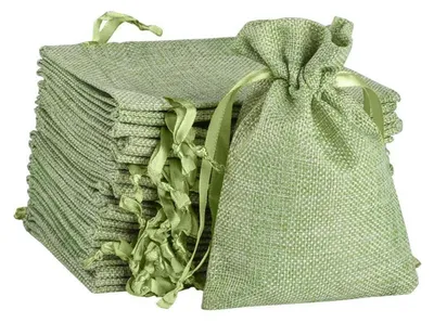 Produktbild von Stoffsäckchen zum Befüllen, Lavendelsäckchen, Geschenksäckchen, 15 Stück, Grün, 10,5 x 15,5 cm