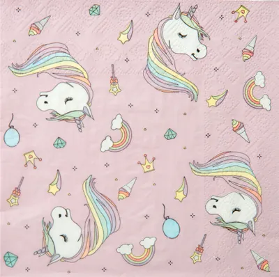 Produktbild von Einhorn-Partyservietten 20 Stück bunt 33 x 33 cm