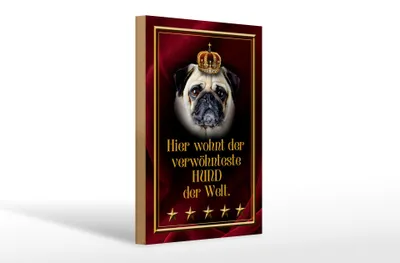 Produktbild von Holzschild Spruch 20x30cm hier wohnt Hund der Welt