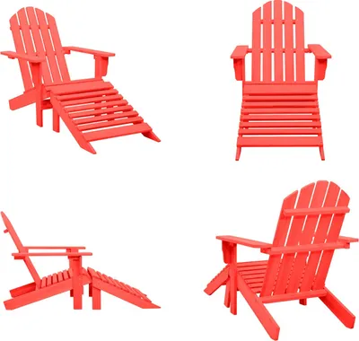 Obrázek produktu pro vidaXL Adirondack zahradní židle s podnožkou z masivního dřeva jedle červená - Zahradní židle - Zahradní židle - Zahradní židle s podnožkou