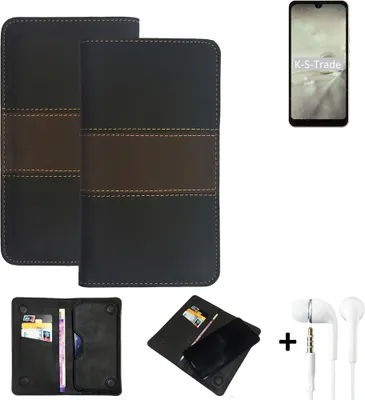 Produktbild von K-S-Trade Handyhülle + Kopfhörer kompatibel mit Sharp Aquos Wish2 Schutzhülle Walletcase Bookstyle Tasche Schutz Case Hülle Wallet Cover