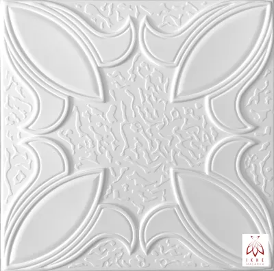 A white 3D wall panel with a floral embossed pattern.