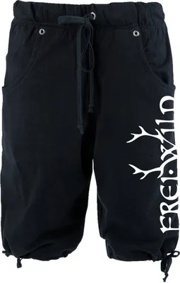 Produktbild von Schwarze Geweih Shorts aus 100% Baumwolle, seitlich bedruckt, S-XXL