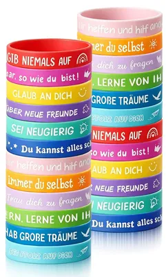 24 Motivationsarmbänder aus Silikon, bunt, elastisch, mit positiven Botschaften