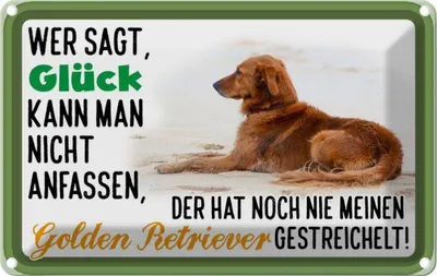 Produktbild von vianmo Blechschild 12x18 cm Glück Golden Retriever Hund Tier Haustier