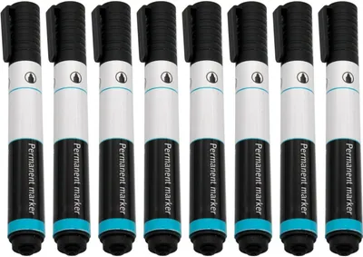 Produktbild von 8x Permanentmarker Permanent-Marker Filzstift Schwarz Rundspitze Wasserfest