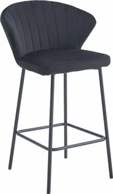 Image de Tabouret De Bar - Leobert - Gatta - Velours Noir/Pieds Noirs