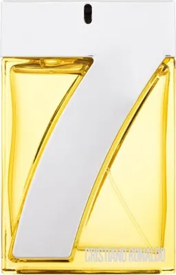 A perfume bottle with yellow liquid inside and a white design element.