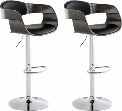 Produktbild von CLP 2er Set Barhocker Kingston Kunstleder drehbar mit Höhenverstellung schwarz/grau