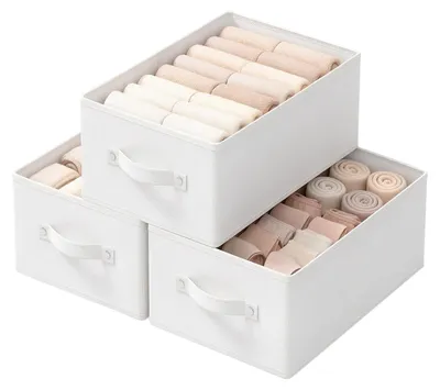Aufbewahrungsboxen Set 3er, Vlies, 33x23x14 cm, Weiß