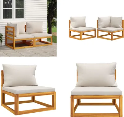 Produktbild von vidaXL 2 tlg. Garten Sofa Set mit Kissen Massivholz Akazie - Gartensofa-Set - Gartensofa-Sets - Lounge - Gartensofa