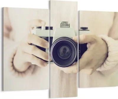 Produktbild von Bild auf Leinwand - Leinwandbild - 3 Teile - Die Kamera Retro Fotografie - 95x80cm - Wand Bild - Wanddeko - Wandbilder - Leinwanddruck - Bilder - Wanddekoration - Leinwand bilder - CB95x80-4930