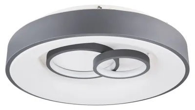Produktbild von Globo Lighting Deckenleuchte Metall, Acryl grau, weiß, dimmbar, mehrere Stufen über Wandschalter, Farben fixierbar, Memoryfunktion, Nachtlicht, Fernbedienung, Batterie inkludiert 2x AAA, ø: 480mm, H: 97mm, inkl. LED 50W 230V, 200-6900lm Source, 80-2000lm Output, CCT 3000-6000K