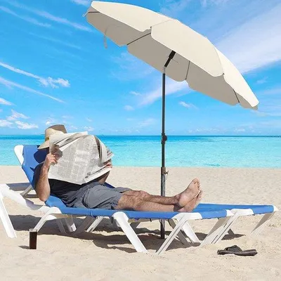 Obrázok produktu pre 1,6 M Slnečník, Plážový Slnečník, Upf 50+, Ochrana Pred Slnečným Žiarením, Prenosná Osemuholníková Polyesterová Strecha, Vlákna