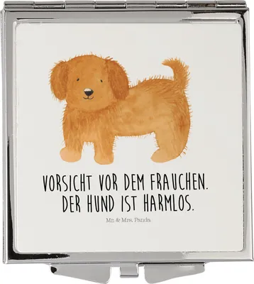 Produktbild von Mr. & Mrs. Panda Schminkspiegel Hund Flauschig - Weiß - Geschenk, Niedlich, Taschenspiegel, Kleiner Spiegel, Hundemama, Hunde, Kosmetikspiegel, Sprüche, Frauen, Witzig