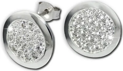 Produktbild von SilberDream weiß Ohrringe Scheibe Zirkonia Damen 925 Silber Ohrstecker GSO219W