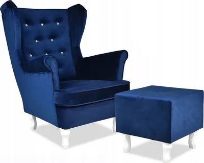 Produktbild von Family Meble Ohrensessel mit Hocker Diana Relaxsessel Skandinavisch Bequemer Sessel Loungesessel Fernsehsessel Wohnzimmer Schlafzimmer Büro (ROYAL 22)