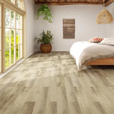 Obrázok produktu pre Samolepiaci vinylový podlahový obklad s dreveným vzhľadom, farba khaki, 5 m² (36 dielcov)