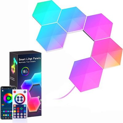 Smart LED Hexa Light Panels RGBIC Music Sync Hexagon Wall Lamp APP Control Party Lighting for Gaming DIY Deco, 6ks