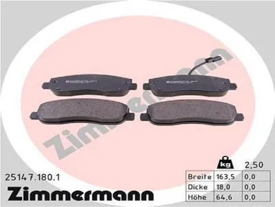 Produktbild von ZIMMERMANN Bremsbeläge Satz Vorne Bremsklötze für RENAULT MASTER III Kasten (FV) 25147.180.1