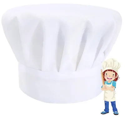 Kinder-Kochmütze, weiß, verstellbar, Polyester, 4-13 Jahre
