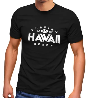 Produktbild von Herren T-Shirt Hawaii Surfing Sommer Sonne Strand Beach Fashion Streetstyle Neverless® schwarz 4XL