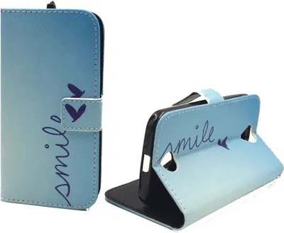 Produktbild von Handyhülle Tasche für Handy Acer Liquid Z330 Schriftzug Smile Blau