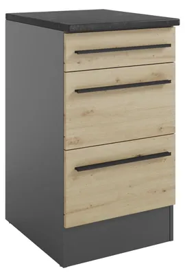 Produktbild von Yourkitchen JAZZ Unterschrank aus Holznachbildung mit 3 Schubladen, 90 cm hoch, 50 cm breit