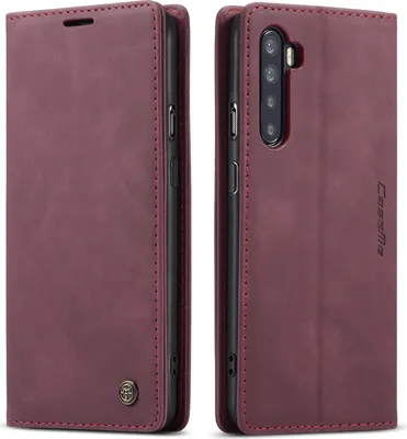 Obrázek produktu pro OnePlus Nord Pouzdro, RetroPolyuretanKožené Pouzdro s Funkcí Stojánku pro OnePlus Nord červené