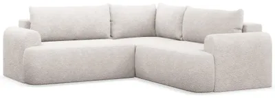 Obrázek produktu pro Ovo – Rohová rozkládací pohovka s úložným prostorem, krémová barva, univerzální design