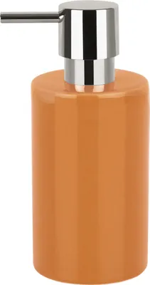 Produktbild von Spirella Seifenspender "Tube" | mit Pumpe | Flüssigseifen-Spender | Porzellan | 300ml | Langliebig und Robust | Orange