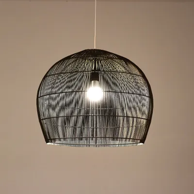 Produktbild von Fine Asianliving Bambus Hängelampe Pendelleuchte Schwarz Handgefertigt - Felipe D62.5xH51cm Pendelleuchte Beleuchtung Bambus Lampenschirm Geflochten Lampe Belechtung Rotan