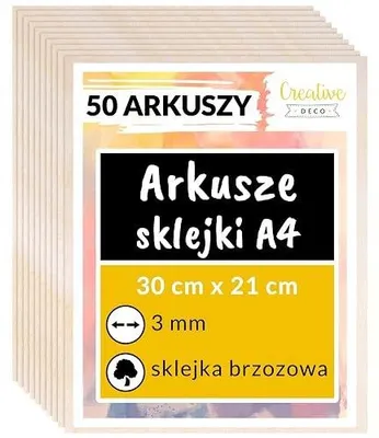 Zdjęcie produktu dla Sklejka do lasera A4 3MM 50 arkuszy drewno rękodzieło majsterkowanie
