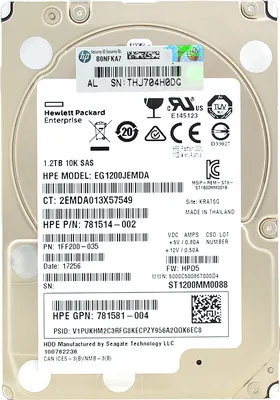 Produktbild von HP EG1200JEMDA 1.2Tb 128Mb Cache 10000Rpm Sas III 2.5'' Zoll 781514-002