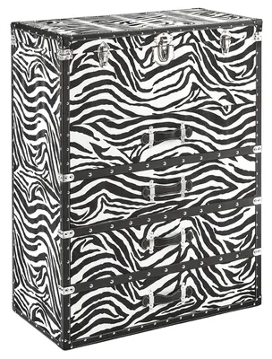 Produktbild von Kobolo Kommode STRIA aus MDF mit bedrucktem Kunstleder - Zebrastreifen - 4 Fächer und 1 Klappfach
