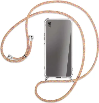 Produktbild von Handykette Backcover-Schutzhülle mit Band (Metall silberfarben) für Sony Xperia XA1 Ultra - Rainbow
