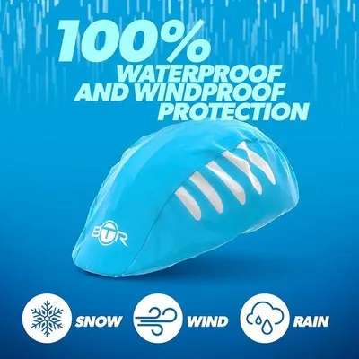 Productafbeelding van Fietshelm Regenhoes - Helm Cover - Fietsen Beschermen - Waterdicht Trekkoord - 2 Stuks - Blauw en Rood