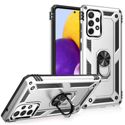 Immagine prodotto di NALIA Anello custodia per cellulare per Samsung Galaxy A72, copertura in silicone e custodia rigida antigraffio argento