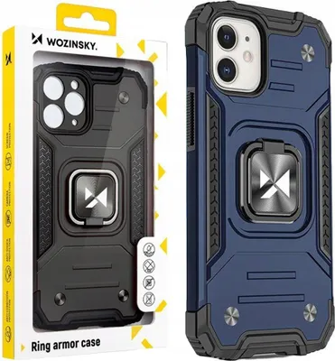 Image de Wozinsky Ring Armor Case Iphone 14 Plus Armoured Cover Magnetic Holder Ring Blue