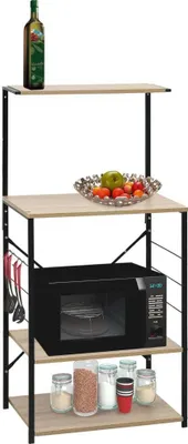 Produktbild von Mikrowellenregal Schwarz Eiche 60x39,6x123 cm Holzwerkstoff , Küchenregale Design 2024