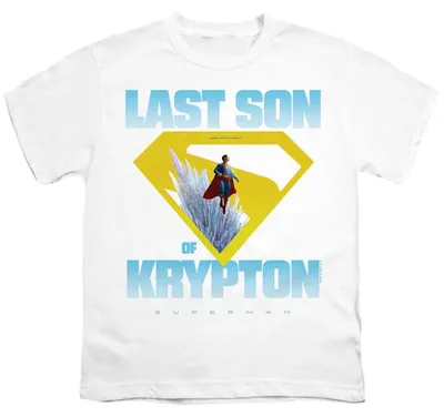 Obrázok produktu pre Tričko s potlačou "Posledný syn Kryptonu 2025" – model Superman, pre deti, kód TV36339 (veľkosť 152-158), biela farba