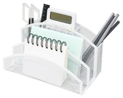 Produktbild von Briefablage aus Metall mit 3 Ebenen und 4 Fächern – Weiß – Dokumentenorganizer aus Metall für Büro, Zuhause und Schule