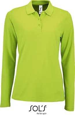 Immagine prodotto di SOLs 02083 | Polo donna manica lunga in piqué perfetta - Colore: Verde mela - Taglia: L