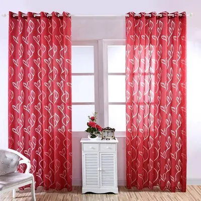 Obrázek produktu pro sada 2 průsvitných záclon - Bytový textil - 100 x 250 cm - Červená