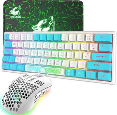 Zdjęcie produktu dla Kompaktowy zestaw klawiatury i myszy do gier RGB (60%), 62 klawisze, ultralekki, 2400 DPI