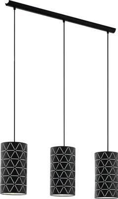 Produktbild von EGLO Pendelleuchte Ramon, 3 flammige Hängelampe, Hängeleuchte aus Stahl in Schwarz, Weiß, Esstischlampe, Wohnzimmerlampe hängend mit E27 Fassung