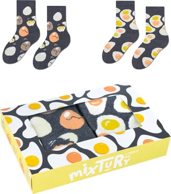 Produktbild von 2 Paar Lange Socken für Kinder 30-35, Socken mit Eiermuster