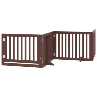 Obrázek produktu pro vidaXL 4dílná brána pro psy s dvířky skládací hnědá 320 cm topolové dřevo