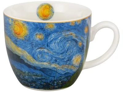 Produktbild von DUO ART GALLERY Becher 460 ml in Tragetasche STARRY NIGHT inspired by Van Gogh, New Bone China Porzellan